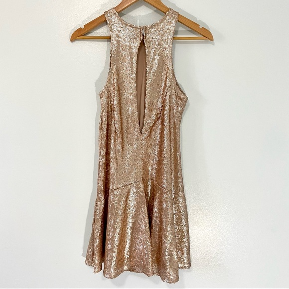 Free People Liquid Shine Gold Sequin Drop Waist Sleeveless Dress XS - Picture 3 of 7